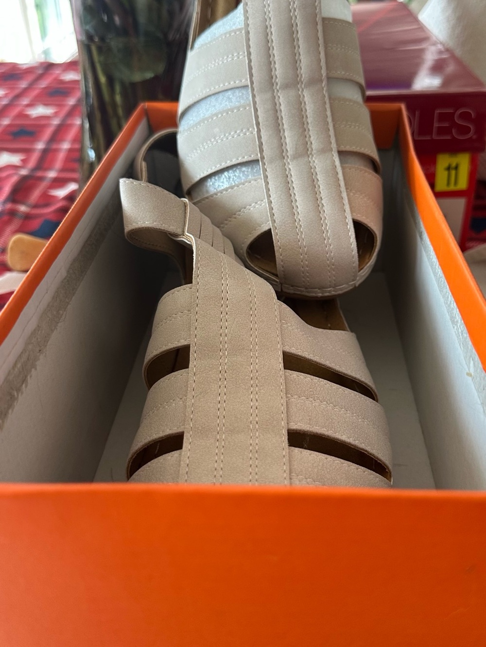 Neutral Strappy Slingback Sandals - Beige